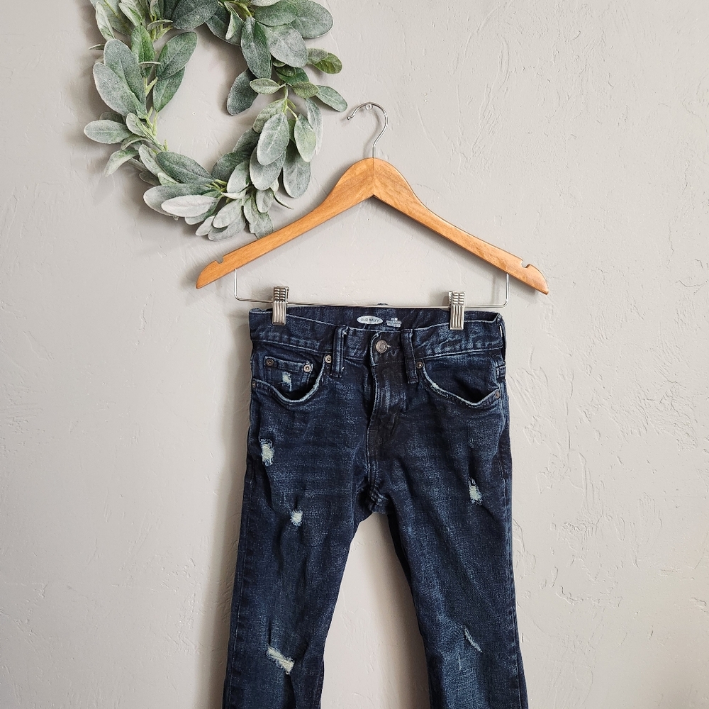 Old Navy Slim Distressed Dark Wash Jeans